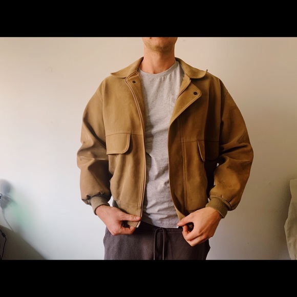 Vintage Italian leather beige jacket size L - Picture 6 of 7